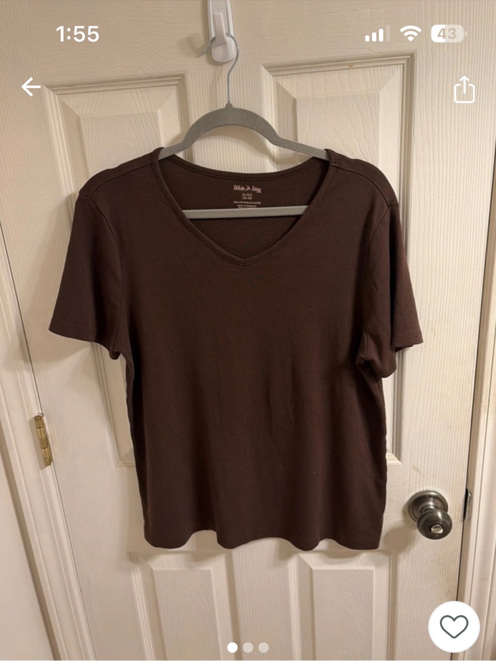 White Stag Short Sleeve Tee in Chocolate Brown Sz XL